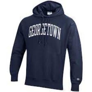 Men's Champion Navy Georgetown Hoyas Team Arch Reverse Weave Pullover Hoodie
